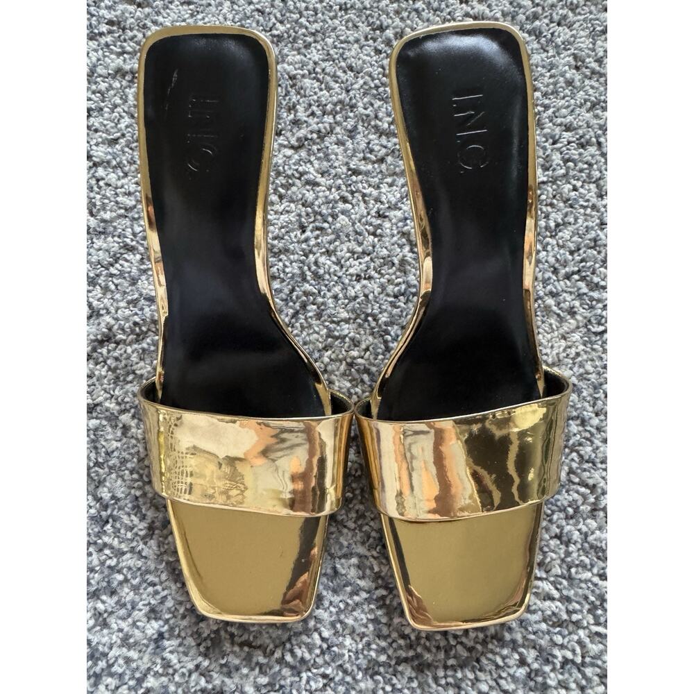 I.N.C. International Concepts Gold Candina Slide Sandals Heels Stiletto‎ 10.5